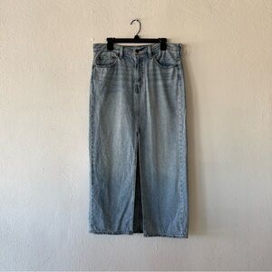 Levi’s Premium Denim Maxi Skirt Women’s W30 Front Slit 5 Pocket Jean Falda Mahon